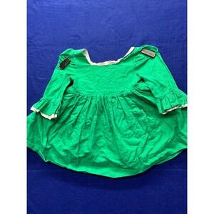 Girls Petit Papillon Vintage Style‎ Ruffle Pocket Dress Size 4 Green